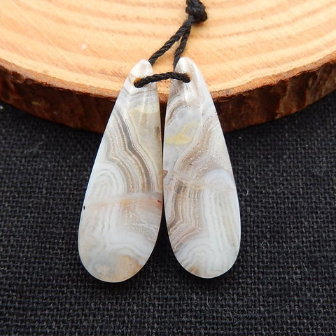 Natural Crazy Lace Agate Teardrop Earrings Stone Pair, stone for earrings making, 29x10x5mm, 4.3g