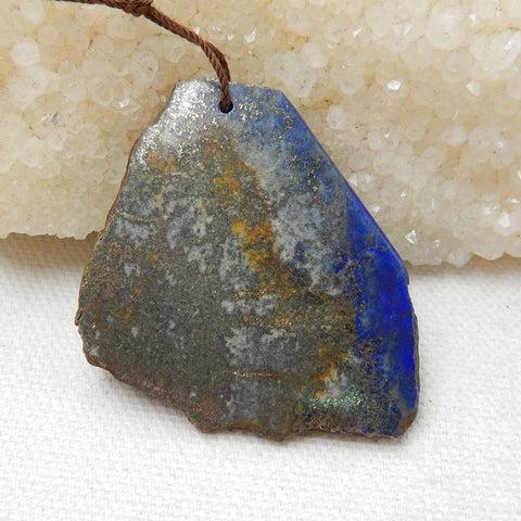 Nugget Lapis Lazuli Material Gemstone Pendant Bead, 44x43x6mm, 20.2g - MyGemGarden