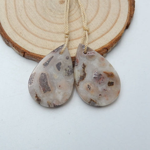 Natural mushroom Jasper Teardrop Earrings Pair, stone for Earrings making, 29x19x3mm, 6.4g - MyGemGarden