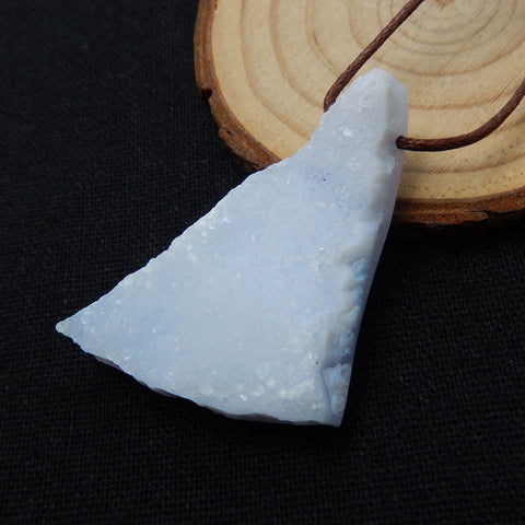 Drusy Blue Lace Agate Gemstone Pendant Stone, 47x27x10mm, 15.7g - MyGemGarden