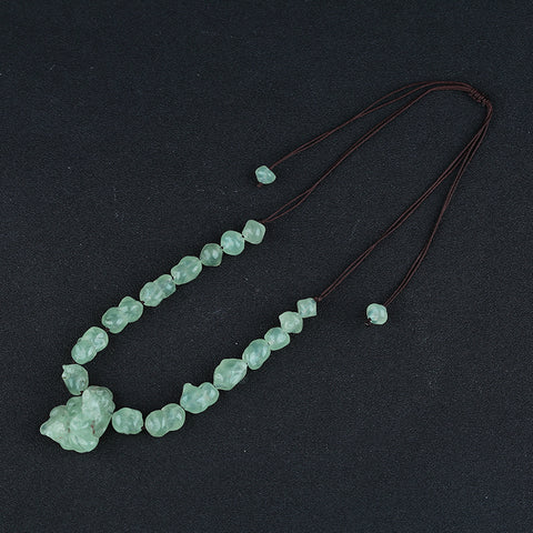 Natural Prehnite Gemstone Necklace, Adjustable Necklace, 1 Strand, 16-24 inch, 41g