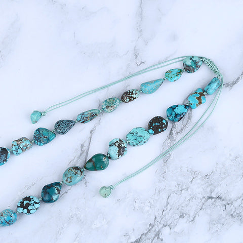 Natural Turquoise Necklace, Turquoise Bead Strands Handmade Gemstones, Adjustable Necklace, 1 Strand, 18-26 inch, 41.6g