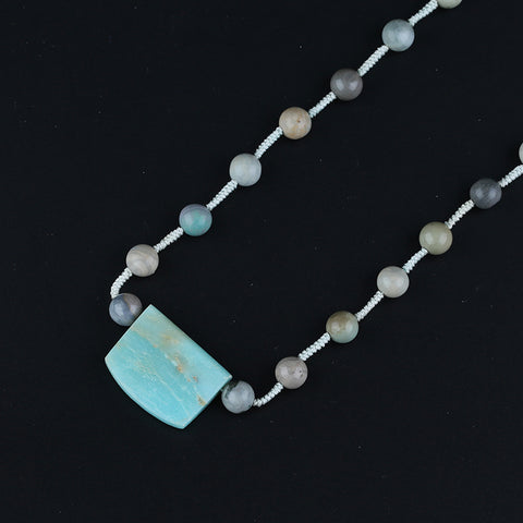 Natural Amazonite,Ocean Jasper Gemstone Necklace