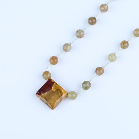 Natural Mookaite Jasper,Blue Aquamarine Gemstone Necklace