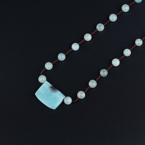 Natural Amazonite,Blue Aquamarine Gemstone Necklace