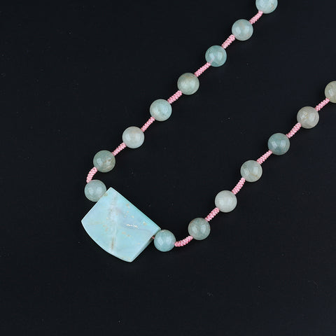 Natural Amazonite,Blue Aquamarine Gemstone Necklace