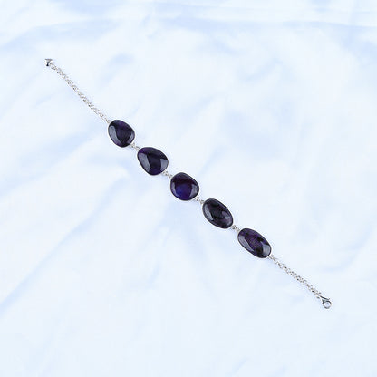 Natural Sugilite Gemstone Bracelet with 925 Sterling Silver Accessories 18x10x4mm, 14x11x4mm, 10.6g