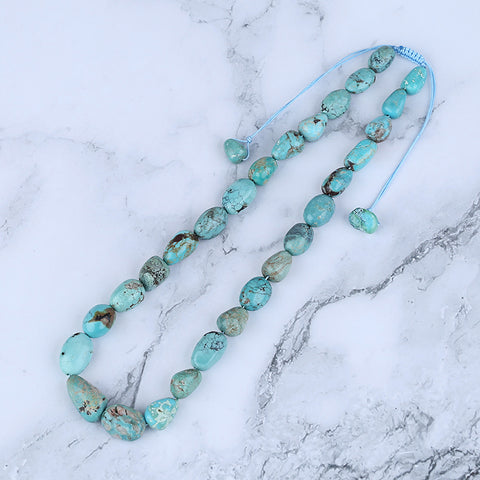 Natural Turquoise Necklace, Turquoise Bead Strands Handmade Gemstones, Adjustable Necklace, 1 Strand, 16-20 inch, 46.9g