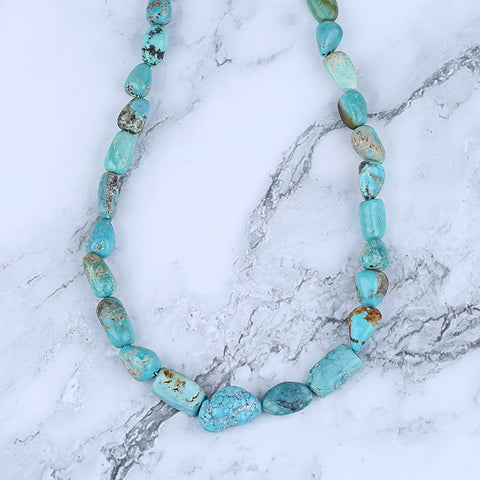 Natural Turquoise Necklace, Turquoise Bead Strands Handmade Gemstones, Adjustable Necklace, 1 Strand, 16-20 inch, 42.5g