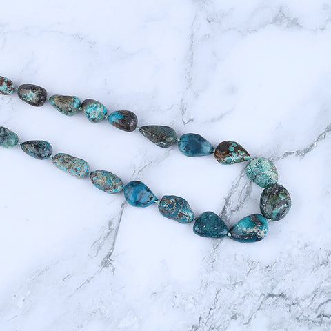 Natural Turquoise Necklace, Turquoise Bead Strands Handmade Gemstones, Adjustable Necklace, 1 Strand, 20-26 inch, 58.7g