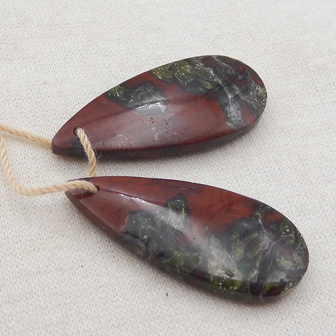 Natural Dragons Blood Jasper 矩形耳环一对，用于制作耳环的石头，33x13x4mm，7.4g