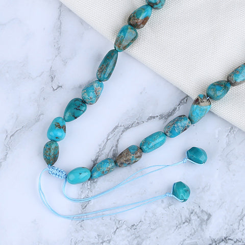 Natural Turquoise Necklace, Turquoise Bead Strands Handmade Gemstones, Adjustable Necklace, 1 Strand, 18-22 inch, 59g