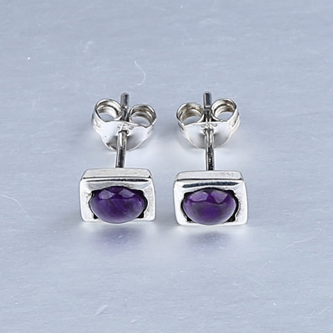 Natural Sugilite Gemstone Earrings with 925 Sterling Silver Accessories 14x7mm, 1.4g