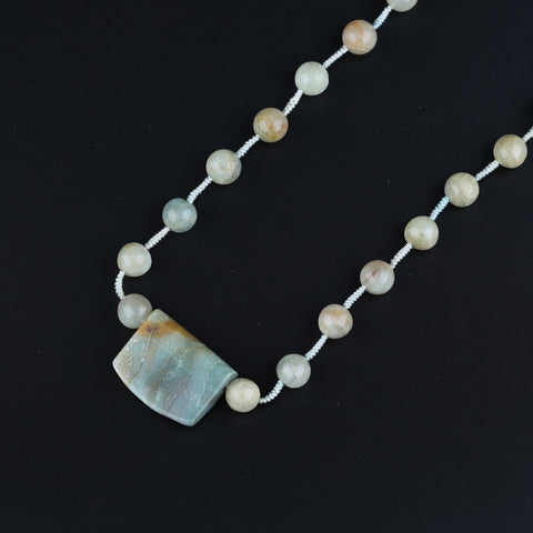 Natural Amazonite,Blue Aquamarine Gemstone Necklace