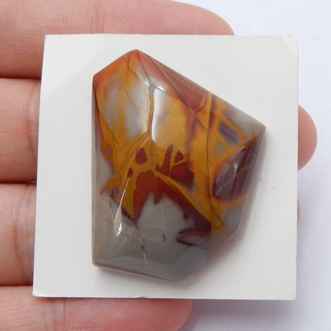 Natural fire picture jasper Gemstone Cabochon, 32x26x11mm, 13.63g - MyGemGarden