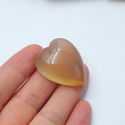 Natural Agate Gemstone Heart Cabochon, 30x25x11mm, 12g - MyGemGarden