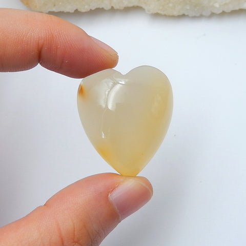 Natural Agate Gemstone Heart Cabochon, 30x25x11mm, 11.9g - MyGemGarden