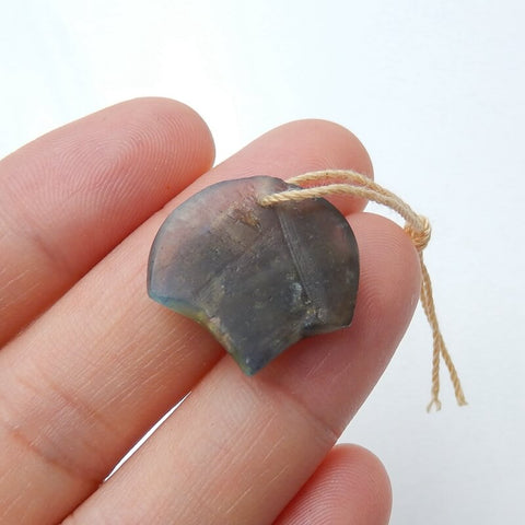 Natural Labradorite carved leaf Pendant Bead, 19x19x5mm, 2.6g - MyGemGarden