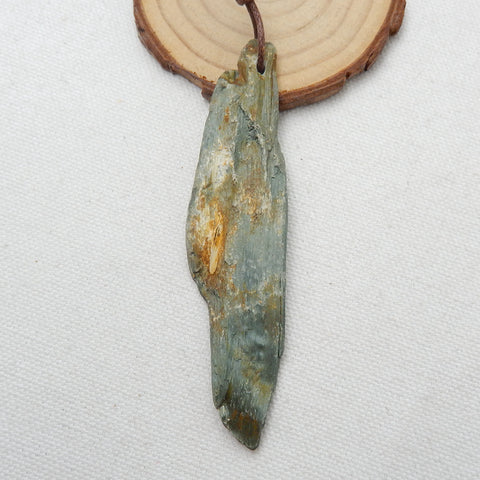 Raw Wood Fossil Gemstone Pendant, Necklace Pendant, 90x23x6mm, 18.5g - MyGemGarden