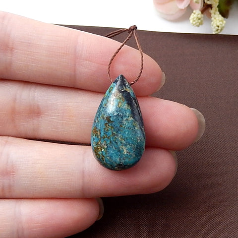 Natural Turquoise Pendant Bead, 24x14x9mm, 3.7g - MyGemGarden