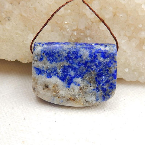 Natural Lapis Lazuli Drilled Gemstone Pendant Bead, 30x23x10mm, 13.9g - MyGemGarden