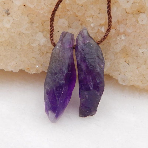 Natural Amethyst Earring Beads 28x12x10mm, 7.6