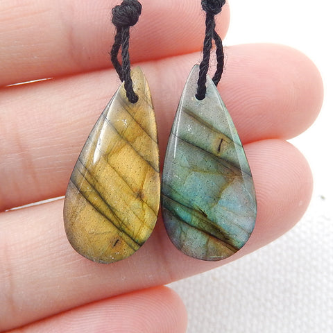 Natural Labradorite Teardrop Earrings Pair, stone for Earrings making, 23x11x4mm, 3.2g - MyGemGarden