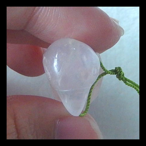 Carved Rose Quartz Gemstone Bird Pendant Bead, 54x17x14mm, 16.8g - MyGemGarden