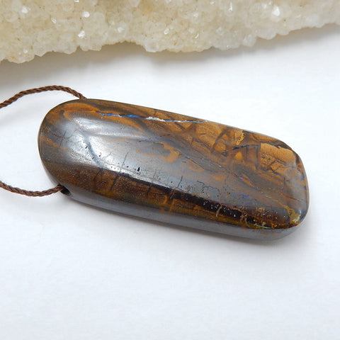 New, Natural Boulder opal Drilled Gemstone Pendant Bead, 50x21x10mm, 19g - MyGemGarden