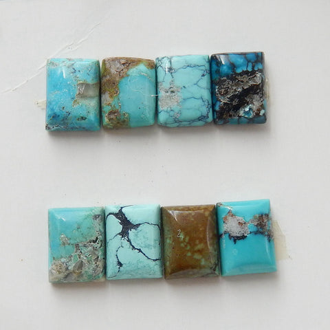 8 PCS Natural Rectangle Turquoise Flatback Gemstone Cabochons, 8x6x3mm, 2.5g - MyGemGarden