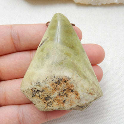 Natural Yellow Opal Gemstone Pendant, Natural Stone Jewelry, 57x40x17mm, 33.6g - MyGemGarden