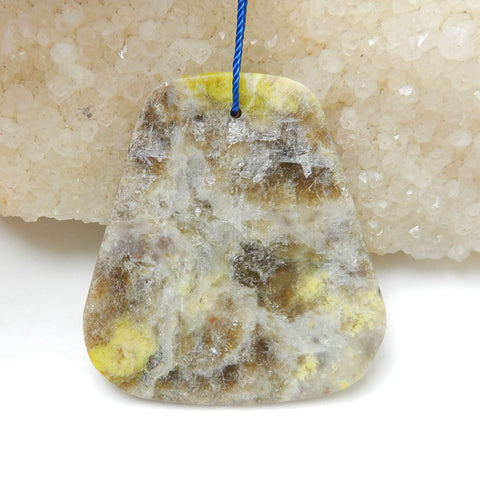 Natural Serpentine Gemstone Pendant, Natural Stone Jewelry, 44x40x4mm, 13.1g - MyGemGarden