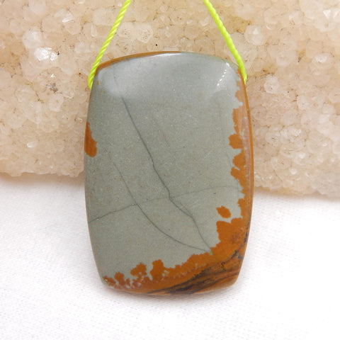 Us Biggs Jasper Drilled Gemstone Pendant Bead, 38x27x6mm, 11.7g