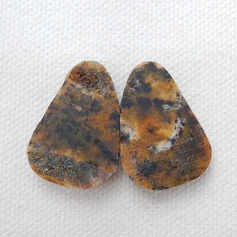 Natural petrified wood opal Gemstone Cabochon Pair, 26x18x5mm, 7.3g - MyGemGarden