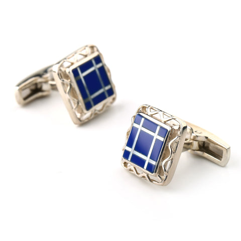 New Design Lapis Lazuli M.O.P Silver cufflinks, 14x3mm 40.5ct - MyGemGarden