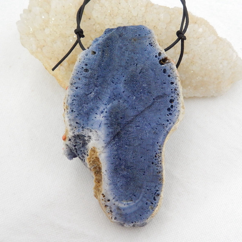 Nugget Blue coral Gemstone Pendant Bead, 107x65x13mm, 125.4g - MyGemGarden