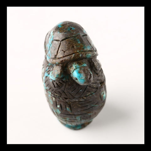 Turquoise Gemstone Tortoise Carved Ornament, 35x28x48mm, 50g - MyGemGarden