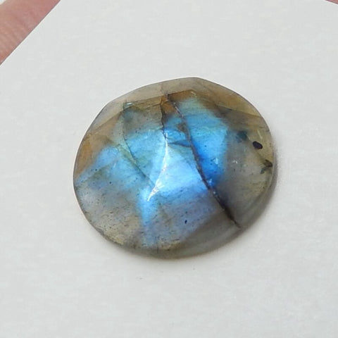 Natural Labradorite 14mm round cabochon, 14x14x5mm, 1.67g - MyGemGarden