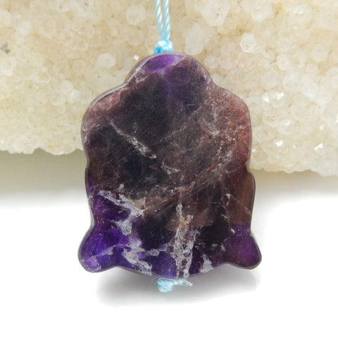 Carved Amethyst Gemstone Buddha Head Pendant Stone, 31x25x11mm, 11.9g - MyGemGarden