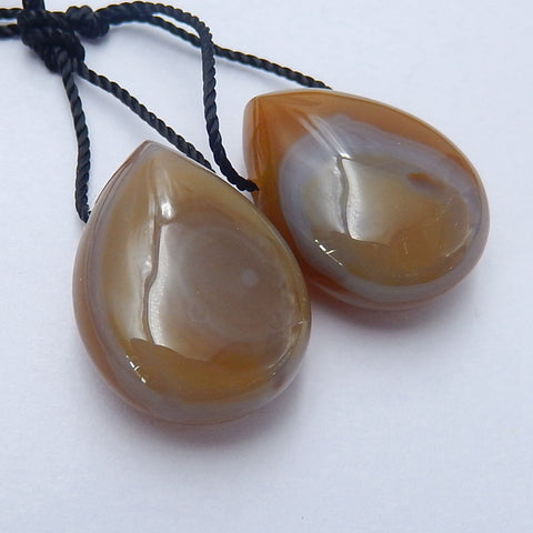 Natural Agate Teardrop Earrings Pair, stone for Earrings making, 18x13x8mm, 5g - MyGemGarden