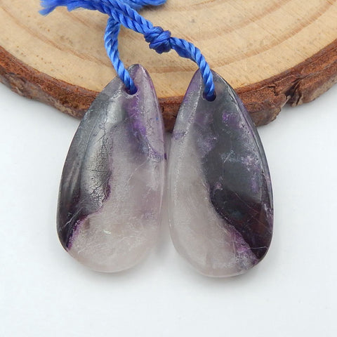 Purple Jasper Teardrop Earrings Stone Pair, stone for earrings making, 24x12x4mm, 4.6g - MyGemGarden