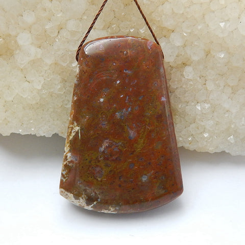 Natural Ocean Jasper Drilled Gemstone Pendant Bead, 40x28x8mm, 16.2g - MyGemGarden