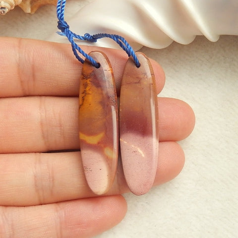 Natural Mookaite Jasper Drilled Earrings Pair 40x11x4mm,6.1g - MyGemGarden