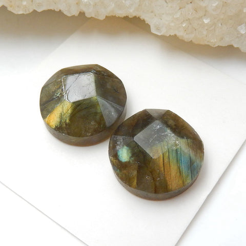 Natural Labradorite Gemstone Cabochon Pair, 15x7mm, 4.4g - MyGemGarden