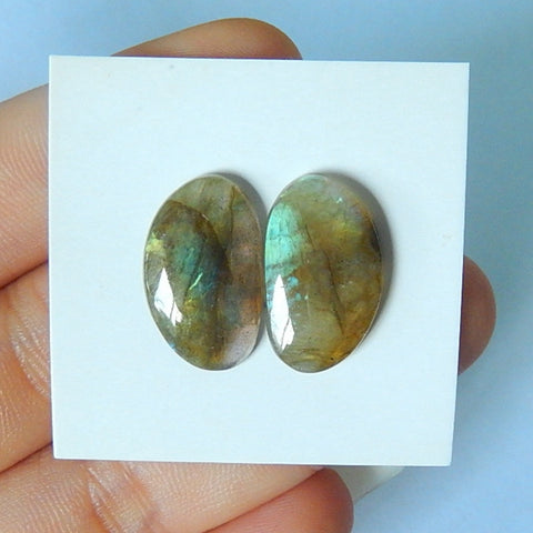 Natural Labradorite Cabochon Pair 19x12x3mm,2.5g - MyGemGarden