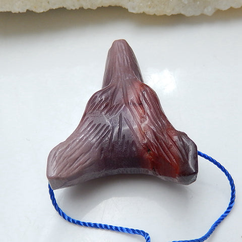 Handmade Mookaite Jasper Carved Wolf Head Pendant Bead, 40x29x13mm, 15.5g - MyGemGarden