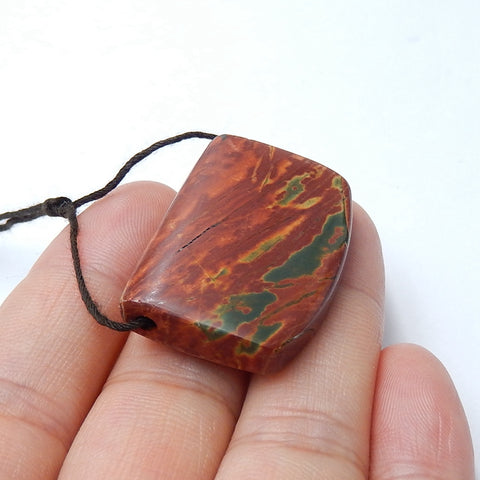 Natural Multi-Color Picasso Jasper Drilled Gemstone Pendant Bead, 30x22x7mm, 9.9g - MyGemGarden