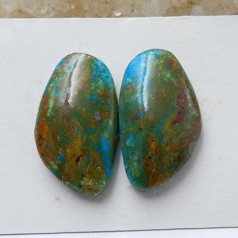 Natural Blue opal Gemstone Cabochon pair, 23x13x5mm, 4.7g - MyGemGarden