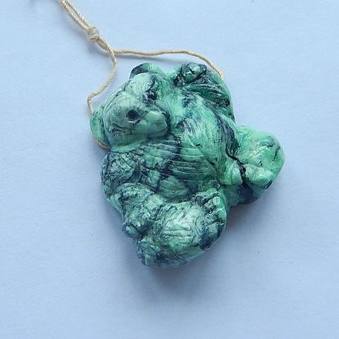 New Design Green Turquoise Gemstone Carved bear Pendant Neckalce, 31x32x4mm, 14.1g Trendy Pendant jewelry making accessory - MyGemGarden