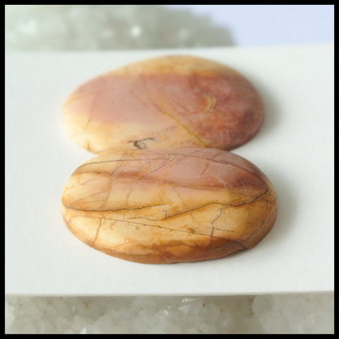 Natural Multi-Color Picasso Jasper Gemstone Cabochon Pair 20x16x4mm,4.0g - MyGemGarden